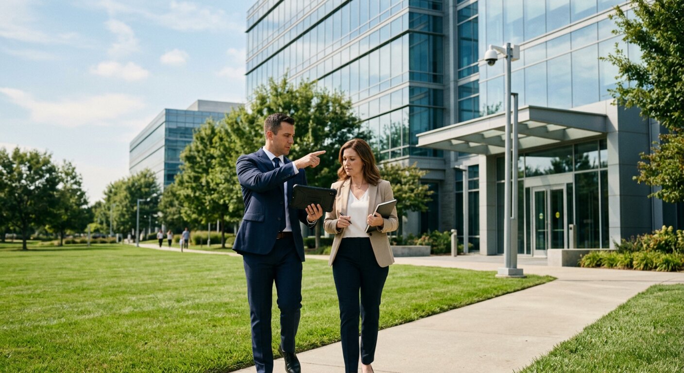 Security consultant reviewing a site plan