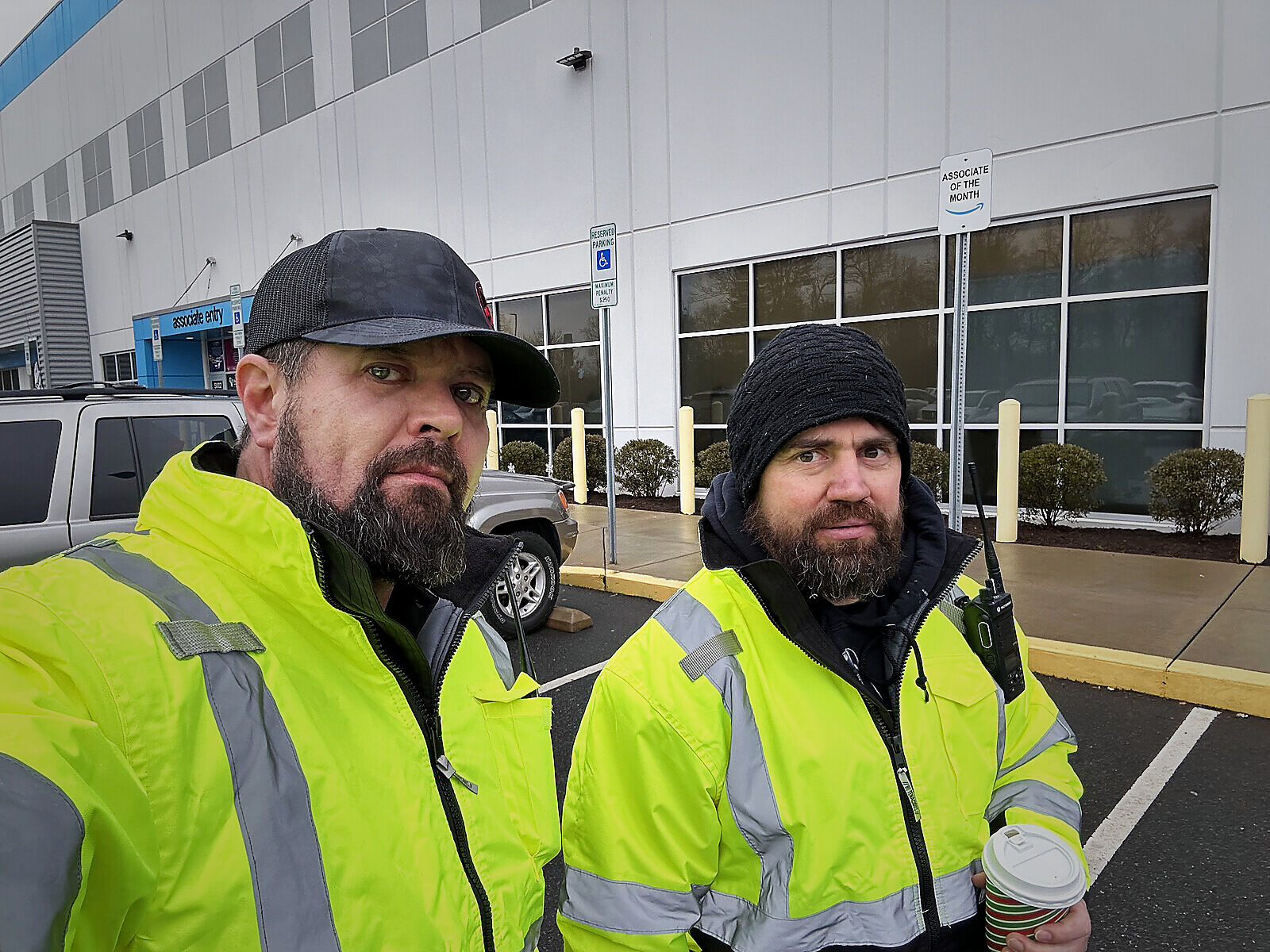 Jan-Lee officers in high-visibility vests on a site post